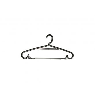 Percha de plástico negra con barra - 43 cm