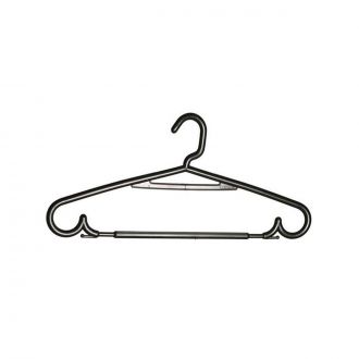 Percha de plástico negra con barra - 43 cm