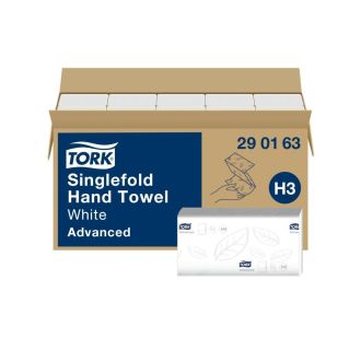 TORK® | Toalla de Mano Plegada en V Advanced H3, Extralarga, Suave, 2 capas, Blanco