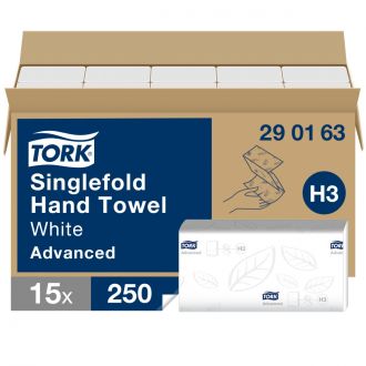 TORK® | Toalla de Mano Plegada en V Advanced H3, Extralarga, Suave, 2 capas, Blanco