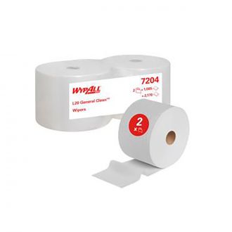 WYPALL® |  Paños de papel de limpieza L20 General Clean™ 2 capas blancos.  2 rollos grandes x 1085 paños (cod. 7204)