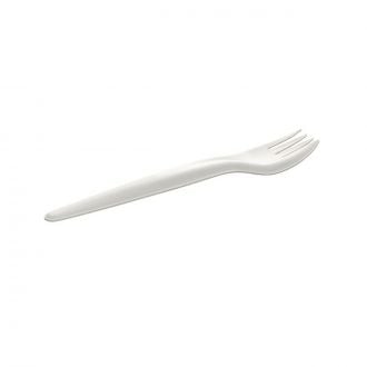 Tenedor de papel blanco - 17 cm