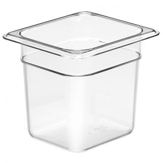 Recipiente GN 1/6 de policarbonato transparente 15cm prof de 2,2 l