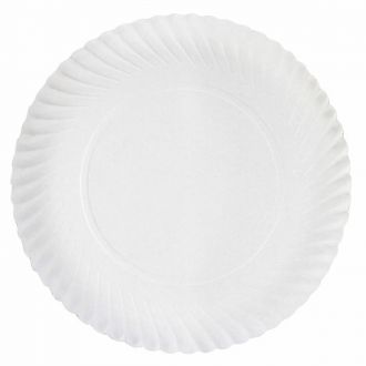 Plato cartón estriado blanco - 27 cm