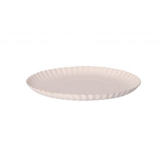 Plato cartón estriado blanco - 23 cm