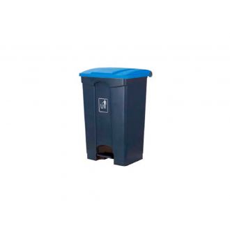 Papelera rectangular con pedal y tapa azul - 45 L