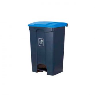 Papelera rectangular con pedal y tapa azul - 45 L