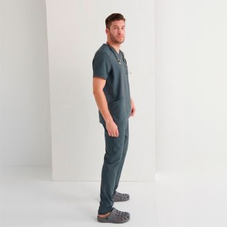 MONZA | Casaca sanitaria cuello v gris - Talla XXL