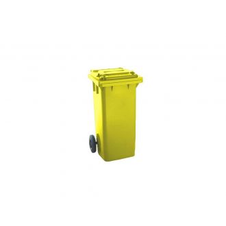 Contenedor de residuos amarillo con tapa y ruedas - 120 L