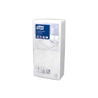 TORK | Servilleta cocktail 24 x 24 cm, plegado en 1/4, blanca