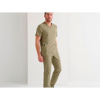 MONZA | Casaca sanitaria cuello V verde caqui - Talla S