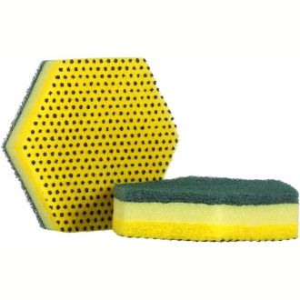 3M™ SCOTCH-BRITE™ | 96 Fibra Doble Acción HEX Verde-Amarillo, 147 mm x 127 mm