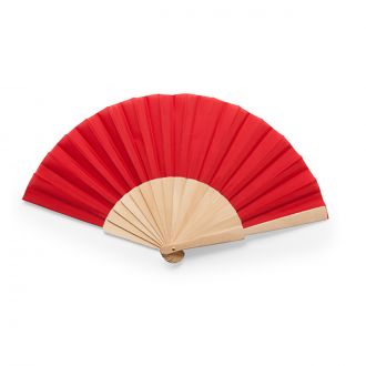 Abanico de madera rojo