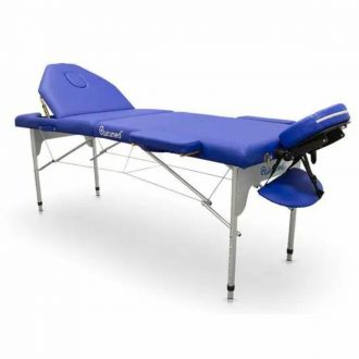 Camilla plegable de aluminio con respaldo abatible azul