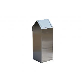 Papelera rectangular gris con tapa - 70 L