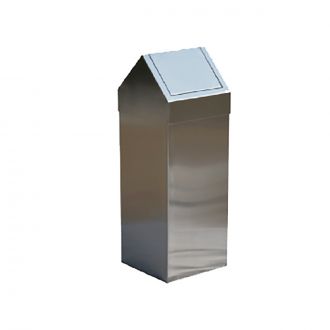 Papelera rectangular gris con tapa - 70 L