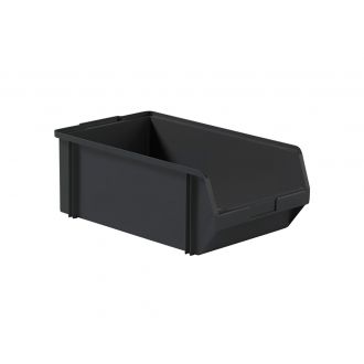 Caja plástica con abertura frontal apilable gris