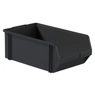 Caja plástica con abertura frontal apilable gris