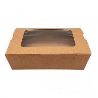 Caja de cartón kraft con ventana - 13,5 x 8,5 x 4 cm