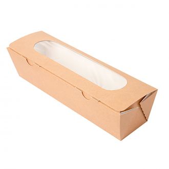 Caja de cartón kraft con ventana - 27,5 x 8 x 6,2 cm