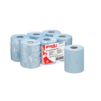 WYPAll® | Paño de celulosa colectividades y retail L10. Rollo azul de 1 capa con dispensación central - 6 rollos  x 280 paños
