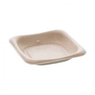 Plato cuadrado fibra de cartón marrón - 14 cm