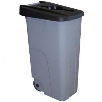 DENOX | Contenedor reciclo con tapa negra abierta - 85 L