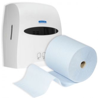 Pack SCOTT® Bobina secamanos azul 354 m + KIMBERLY CLARK ™ Dispensador electrónico