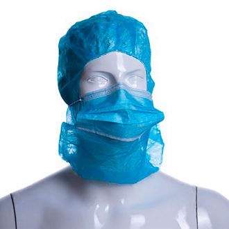 LUHEPA | Burka polipropileno con mascarilla quirúrgica azul, 3 capas