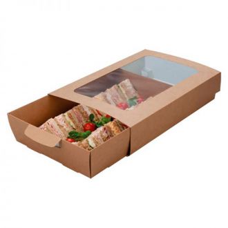 Tapa de cartón kraft con ventana - 40 x 26 cm