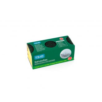 Estropajo multiusos fibra verde con esponja - 7 x 9 cm