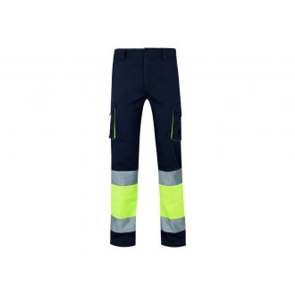 VELILLA | Pantalón Strech multibolsillos bicolor azul-amarillo - Talla S