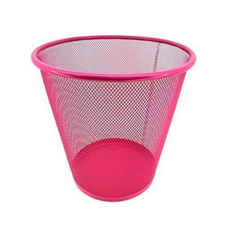 GHESSU | Papelera metálica rejilla rosa - 12L