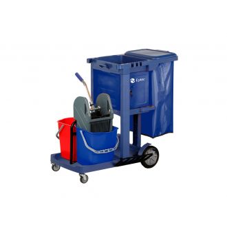 Carro de limpieza cerrado azul