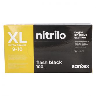 SANTEX | Guante de nitrilo sin polvo negro -Talla XL