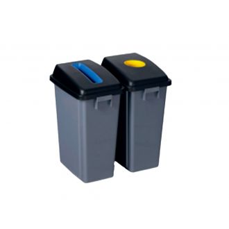 Set de 2 contenedores Jon selectivo azul y amarillo - 60 L
