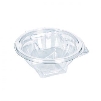 Ensaladera  Bowl redondo PET con tapa bisagra - 250 ml