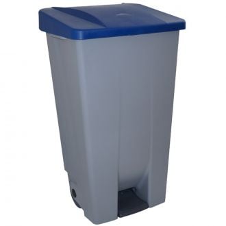 Contenedor de residuos tapa azul y pedal - 120 L