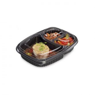 Tapa PP 3 compatimentos negra - 1000 ml