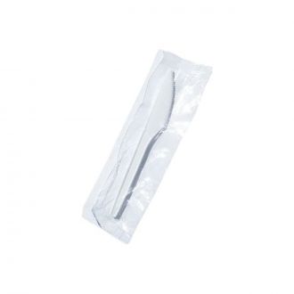 Cuchillo de PS blanco embolsado individualmente - 16 cm