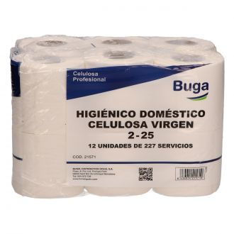 BUGA | Papel Higiénico Doméstico - 2 capas - Celulosa virgen