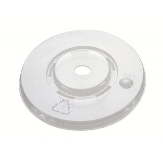 Tapa PLA plana transparente con orificio - 78 mm