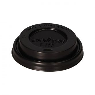 Tapa CPLA negra con orificio para vaso de papel de 6-7 oz
