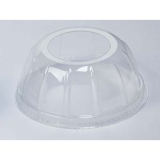 Tapa RPET cúpula transparente con orificio - 90 mm