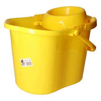 Cubo semiovalado 15L Amarillo con Escurrido y Asa de Plástico