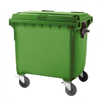 Contenedor de residuos tapa plana verde - 1100 L