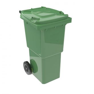Contenedor de residuos verde con tapa y ruedas - 60 L