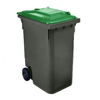 MAYA | Contenedor de residuos gris con tapa verde - 240 L
