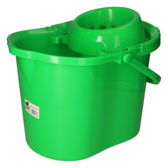Cubo semiovalado para fregona con escurridor verde - 15 L