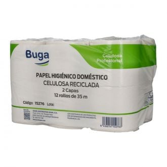BUGA | Papel Higiénico Doméstico - 2 capas - Celulosa reciclada